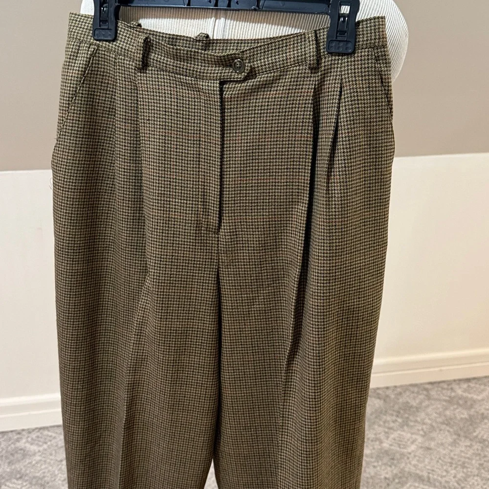 Lauren Ralph Lauren High Waisted pleated Houndstooth Pants Trousers lined wool - Picture 2 of 12
